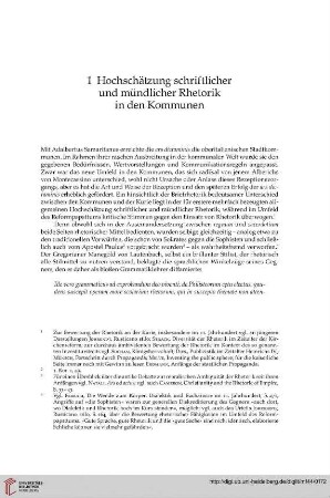 1 Hochschätzung schriftlicher und mündlicher Rhetorik in den Kommunen