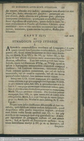 Caput XLVI. De synagogis apud Iudaeos