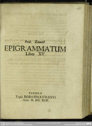 Epigrammatum Liber XV.