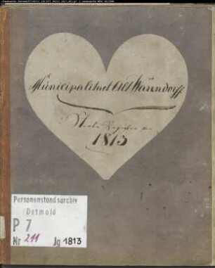 Zivilstandsregister der Munizipalität Altwarendorf (T 1813). (Gemeinde: Altwarendorf, Kreis Warendorf)