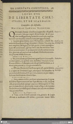 Locus XVII. De Libertate Christiana, Et Scandalo