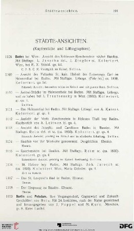 Städte-Ansichten (Nr. 1108-1222)