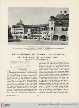 Die Gartenvorstadt Werderau bei Nürnberg : Für Angehörige der Maschinenfabrik Augsburg-Nürnberg A.G.