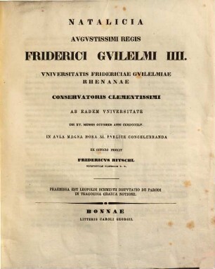 Disp. de parodi in tragoedia graeca notione : (Progr.)