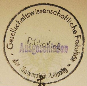 Stempel / Universität Leipzig / Gesellschaftswissenschaftliche Fakultät / Bibliothek