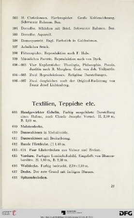 Textilien, Teppiche etc. (Nr. 608-652)