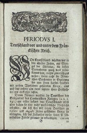 Periodus I. Teutschland vor und unter dem Fränckischen Reich