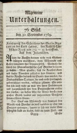 76 Stück. d. 30. September 1769.