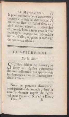 Chapitre XXI. De la Mort