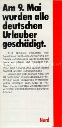 Wahlpropaganda der SPD zu den Bundestagswahlen 1969 mit Polemik gegen die Finanzpolitik der CDU