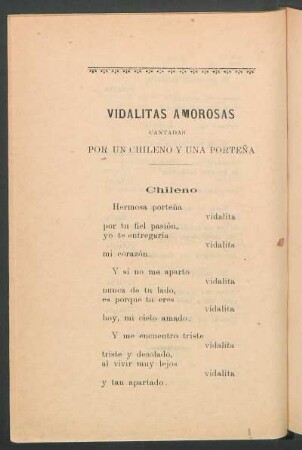 Vidalitas amorosas cantadas por un chileno y una porteña