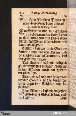 Von dem Dritten Puncten/ nemlich/ was uns dann dißorts zu thun oblige und gebühre.
