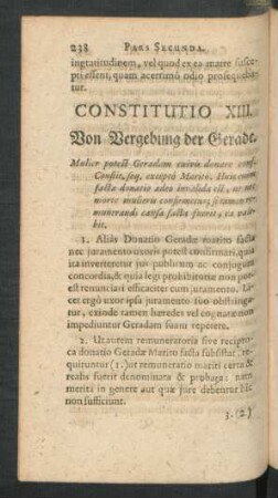 Constitutio XIII. Von Vergebung der Gerade