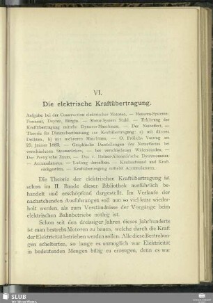 VI. Die elektrische Kraftübertragung