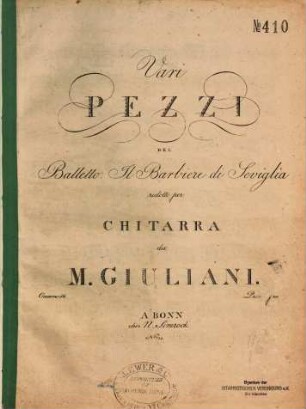 Vari pezzi del balletto "Il Barbiere di Seviglia" : oeuvre 16