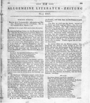 Uechtritz, F.: Alexander und Darius. Ein Trauerspiel. Berlin: Vereinsbuchhandlung 1827 (Beschluss der im vorigen Stück abgebrochenen Recension)