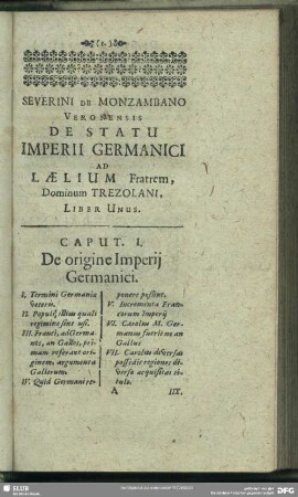 Caput I. De origine Imperii Germanici