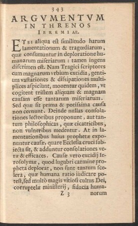 Argumentum In Threnos Ieremiae.