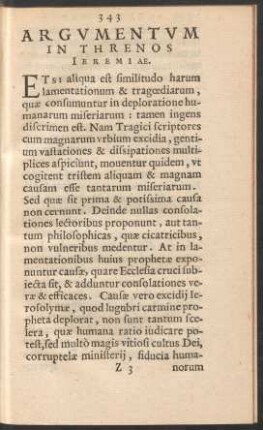 Argumentum In Threnos Ieremiae.