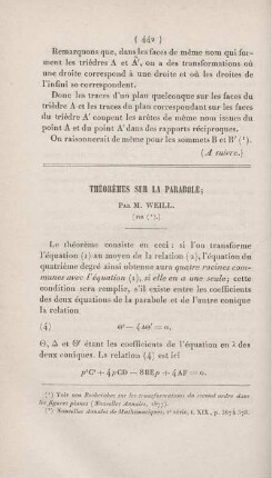 Théorèmes sur la parabole. [Fortsetzung]