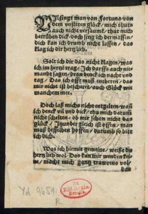 VJl singt man von Fortuna/ von || dem vnsteten glück/