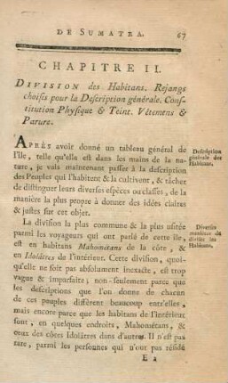 Chapitre II. Division des habitans ...