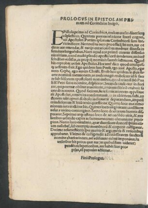 Prologus In Epistolam Primam ad Corinthios Incipit.