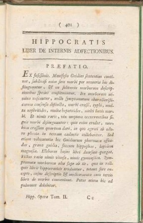 Hippocratis Liber De Internis Adfectionibus