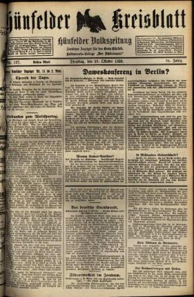 Erste Ausgabe vom Sonntag, den 23. September 1928.