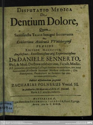Disputatio Medica De Dentium Dolore