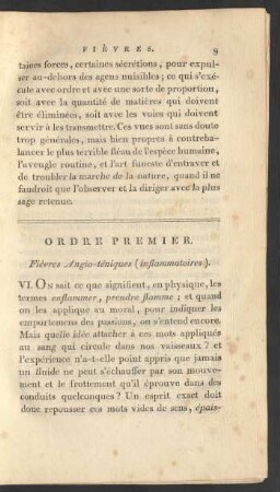 Ordre Premier. Fièvres Angio-téniques (inflammatoires)