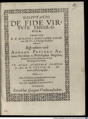 Disp. de fide virtute theologica