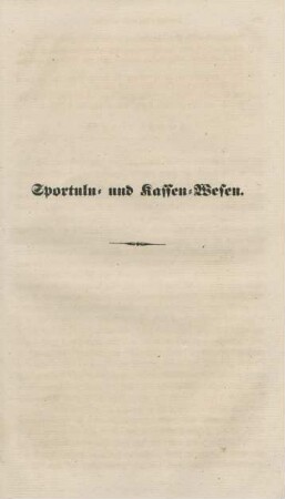 Sportuln- und Kassen-Wesen