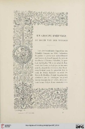 3. Pér. 38.1907: Un groupe d'œuvres de Roger van der Weyden