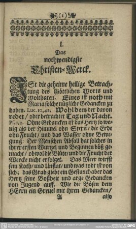 I. Das nothwendigste Christen-Werck