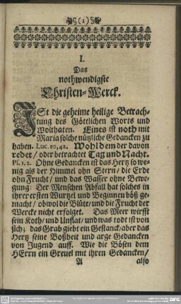 I. Das nothwendigste Christen-Werck