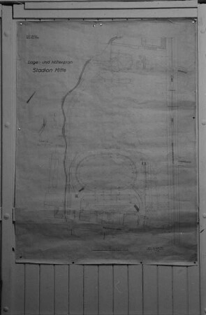 Neubau des Stadions Mitte (später: Walter-Ulbricht-Stadion) : Lage- und Höhenplan des Stadions