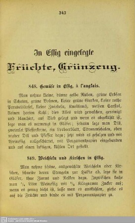 In Essig eingelegte Früchte, Grünzeug