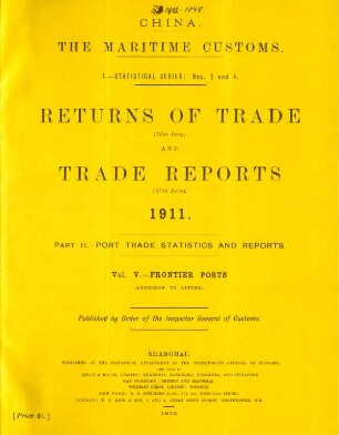 Vol. V. Frontier ports (Lungchow to Yatung)