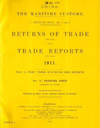 Vol. V. Frontier ports (Lungchow to Yatung)