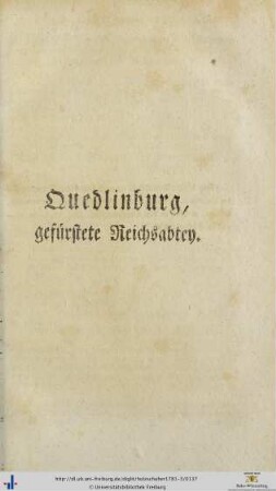 Quedlinburg, gefürstete Reichsabtey