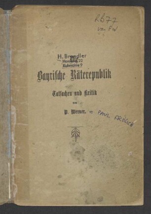 Die bayrische Räterepublik : Tatsachen und Kritik
