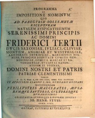 Programma de impositione nominum