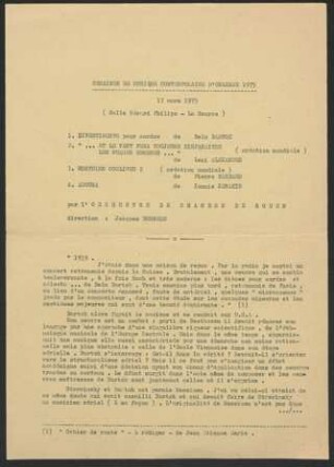 Programmzettel: Seemanns de musique contemporaine d`Orléans 17. März 1975