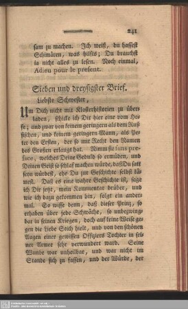 Sieben und dreysigster Brief