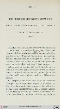 2.Ser. 6.1885: Les dernières découvertes botaniques dans les anciens tombeaux de l'Égypte