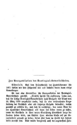 Zur Reorganisation der Provinzial-Gewerbeschulen