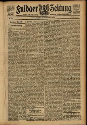 Erste Ausgabe vom Samstag, den 30. November 1907.