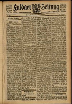 Erste Ausgabe vom Samstag, den 30. November 1907.