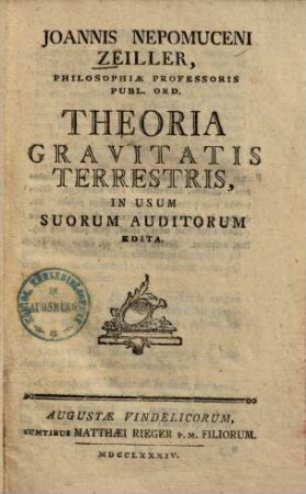 Theoria gravitatis terrestris